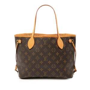 LOUIS VUITTON Brown Monogram Leather Neverfull PM Tote Bag